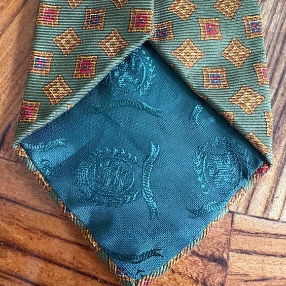 Vintage Tommy Hilfiger Elegant Green Patterned Silk Men's Tie - Picture 3 of 7